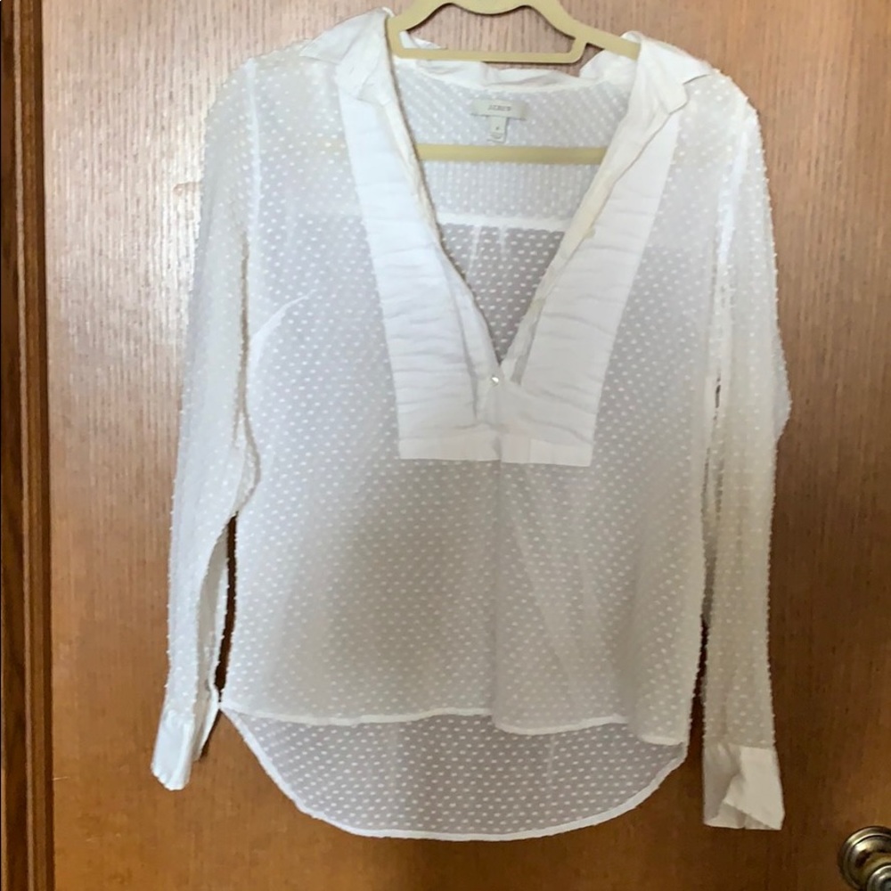 Gorgeous Swiss dot J. Crew tuxedo blouse